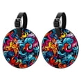 thumbnail image 1 of Graffiti 2pcs PU Leather Round Bag Tags Suitcase Handbag Tags with Privacy Cover and Name ID Tag for Travel Luggage, Handbags, Backpacks, School Bags, 1 of 6