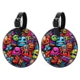 thumbnail image 1 of Graffiti 2pcs PU Leather Round Bag Tags with Privacy Cover and Name ID Tag - Suitcase Tags for Travel Luggage, Handbags, Backpacks, School Bags, 1 of 6
