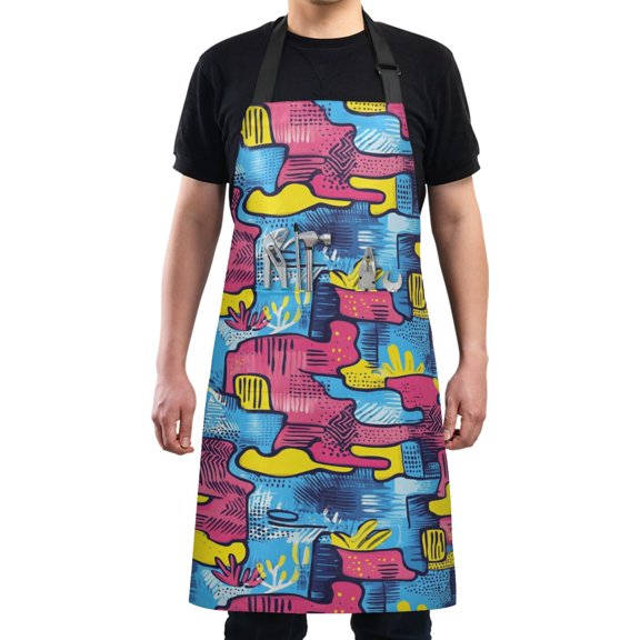 Graffiti Abstract Style Chef Kitchen Apron with Pockets for Women Waterproof Aprons for Cooking Baking