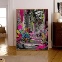 Graffiti Alley Wall Art Print, Colorful Urban Street Art For Modern Home Decor Home Decor #2617, Unframed Poster Size 8x12
