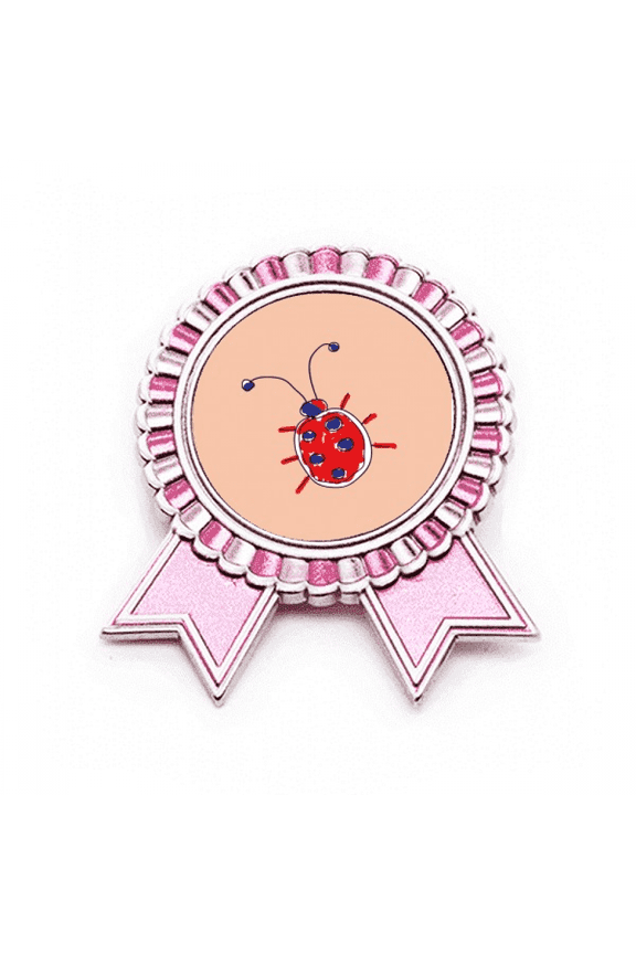 Graffiti Animation Hand Painted Ladybug Badge Brooch Pin Pink Winner Award Medal