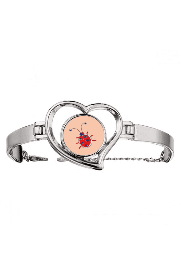 Graffiti Animation Hand Painted Ladybug Bracelet Heart Jewelry Wire Bangle