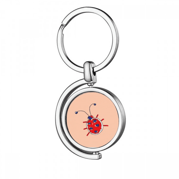 Graffiti Animation Hand Painted Ladybug Rotating Keychain Metal Keyring Holder