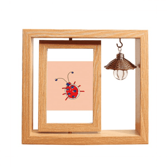 Graffiti Animation Hand Painted Ladybug Wooden Rotating Picture Photo Frame 4x6