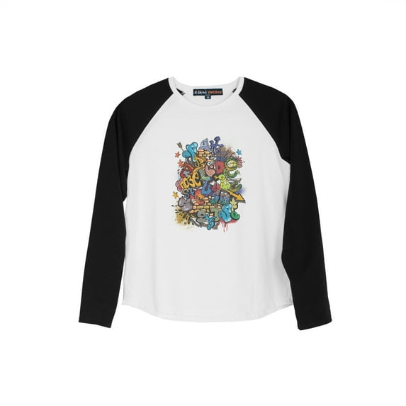 Graffiti Art -1 Printed 100% Cotton Long Sleeves Kid Raglan T-Shirt UTS_01 XS