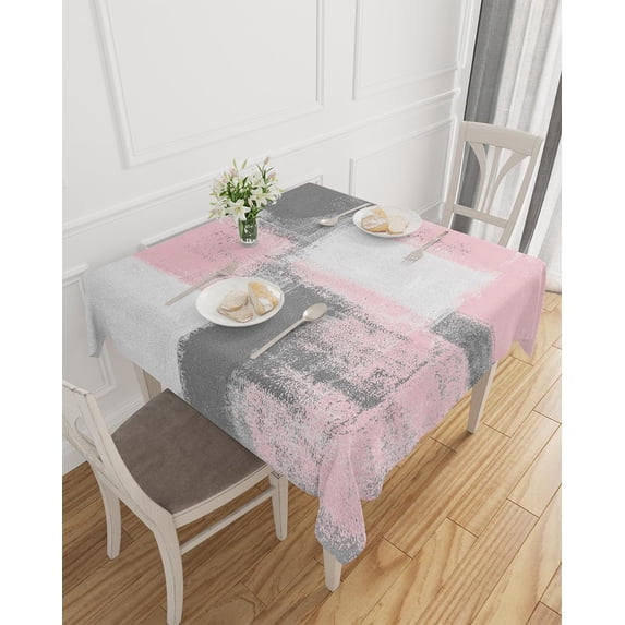 Graffiti Art Tablecloth Waterproof for Round/Rectangle/Oval/Square Tablecloth 54x54 in Table Cloth Cover for Fall Baby Shower Christmas Wedding Party, Blush Pink Grey White Modern Abstract Art