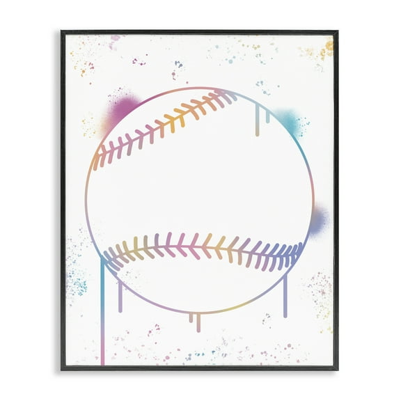Stupell Industries Graffiti Baseball Drip Black Framed Giclee Art, design by Marcus Prime, 14 x 11