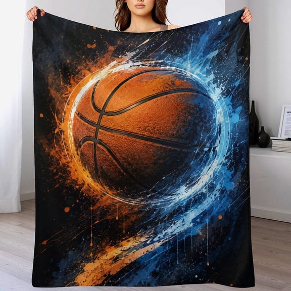 Graffiti Basketball Throw Blanket Soft Cozy Plush Flannel Sports Blanket for Couch Bed Bedroom Dorm Gift for Basketball Lovers Teens Boys Men