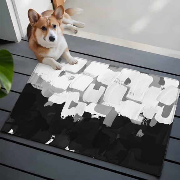Graffiti Black White Texture Front Door Rugs 2x3 ft Dappled Paint Art Decoration Small Rug for Entryway Non Slip Washable Bathroom Door Mat Absorbent Floor Mat for Indoor Entrance