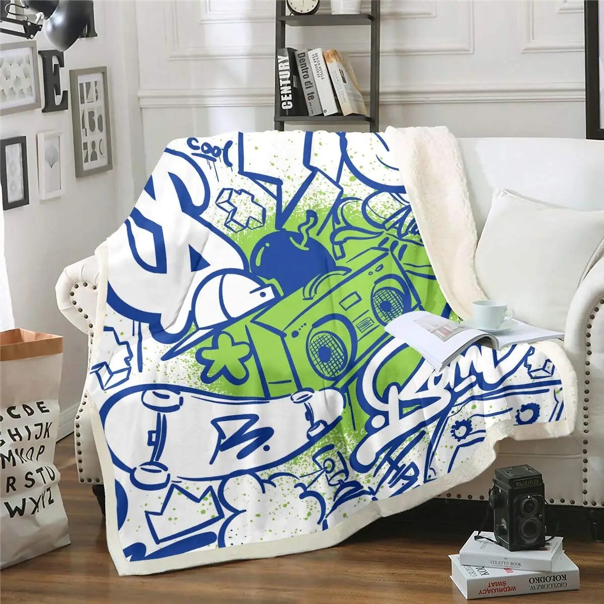 Graffiti Blanket Wall Urban Street Art Throw Blankets for All Season