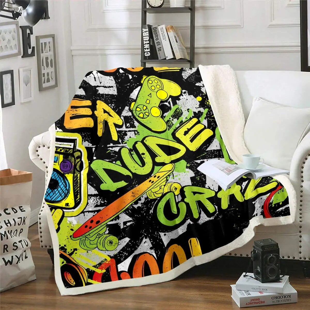 Graffiti Blanket Wall Urban Street Art Throw Blankets for All Season