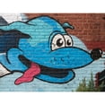 thumbnail image 1 of Graffiti Blue Dog Mural Large Wall Art Print, 1 of 1
