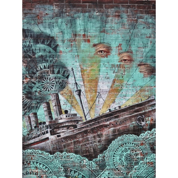 Graffiti Boat Ship Eyes Street Art Large Wall Art Print