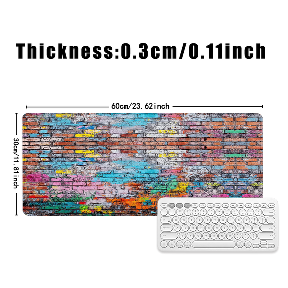 Graffiti Brick Wall Mouse Pad 31.5 x 11.82 Inches Rubber Desk Mat for Office and Gaming