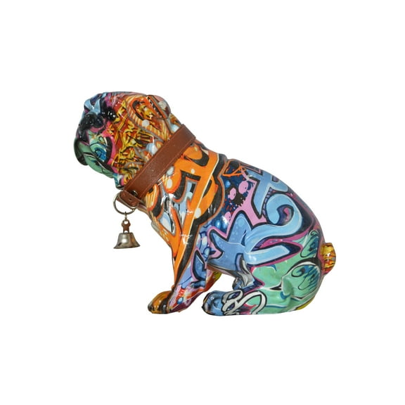 Graffiti Bulldog made of resin Statue - Size: 8"L x 4"W x 7"H.