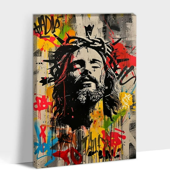 Graffiti Canvas Wall Art, Abstract Banksy Wall Art Living Room Famous Paintings Prints, Modern Street Graffiti Artwork Christian Graffiti Jesus for Teen Kid Bedroom Office Wall Decor