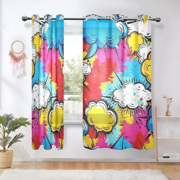 Graffiti Clouds Blackout Curtains Thermal Insulation 63 inch Grommet for Bedroom Living Room Bathroom Kitchen Windows 2 Pack