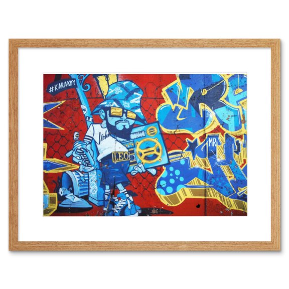 Graffiti Cool Guy Dude Boombox Framed Wall Art Print
