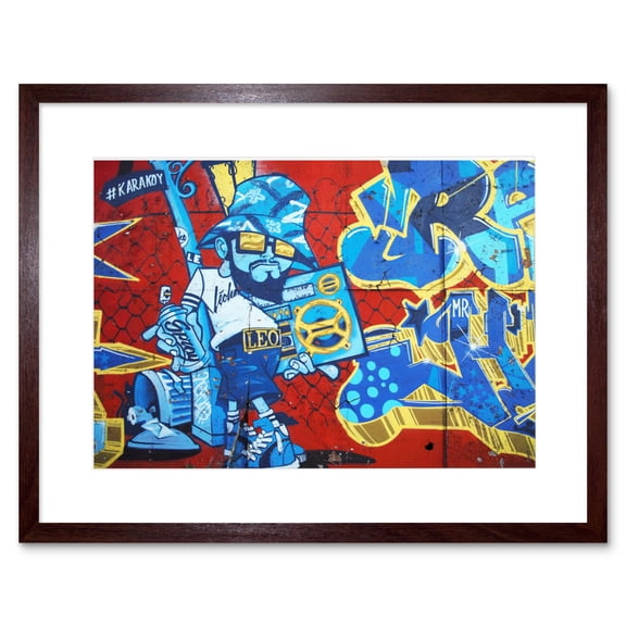 Graffiti Cool Guy Dude Boombox Framed Wall Art Print