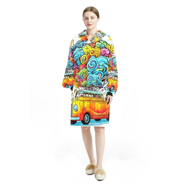 Graffiti Cozy Microfiber Polyester Wearable Blanket Soft Warm Throws