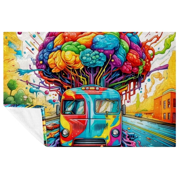 Graffiti Custom Microfiber Throw Blanket - Soft and Warm Printed Lightweight Blanket for Sofa, Bed, Couch, Office, and Camping