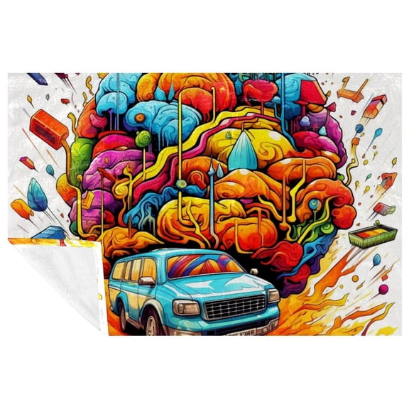 Graffiti Customized Microfiber Throw Blanket: Soft, Warm, and Printed - Lightweight Sofa, Bed, Couch, Office, Camping Throw Blankets