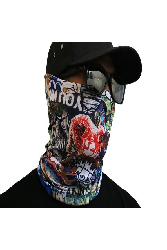 Graffiti Design Neck Gaiter Face Bandana Unisex Covering Bandana Seamless Multifunctional Headwrap Balaclava