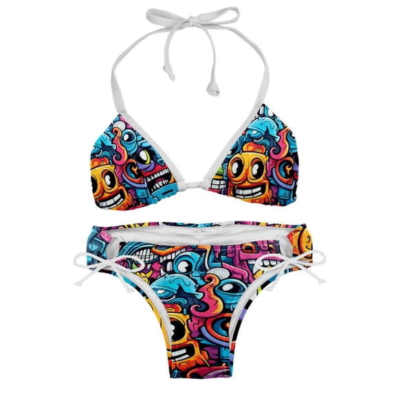 Graffiti Detachable Sponge Adjustable Strap Bikini Set 2-Pack for Various Scenes