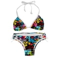 thumbnail image 1 of Graffiti Detachable Sponge Adjustable Strap Bikini Set, Two-Pack Swim Suits for Versatile Swim Wear Looks, 1 of 6