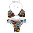thumbnail image 1 of Graffiti Detachable Sponge Adjustable Strap Bikini Set - Two-Pack Swim Wear One-Piece Swimsuits, 1 of 6