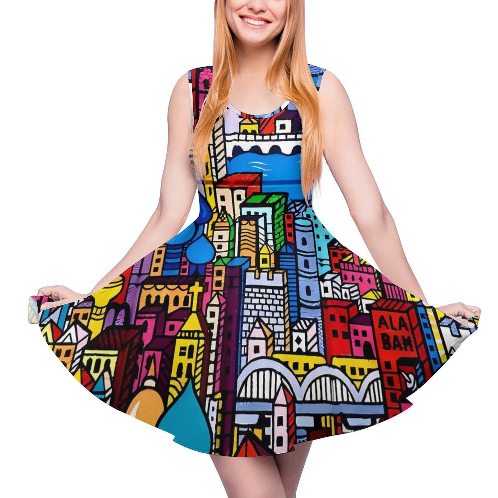 Fashion Casual Print Graffiti V Neck Printed Dress Dresses main image 1
