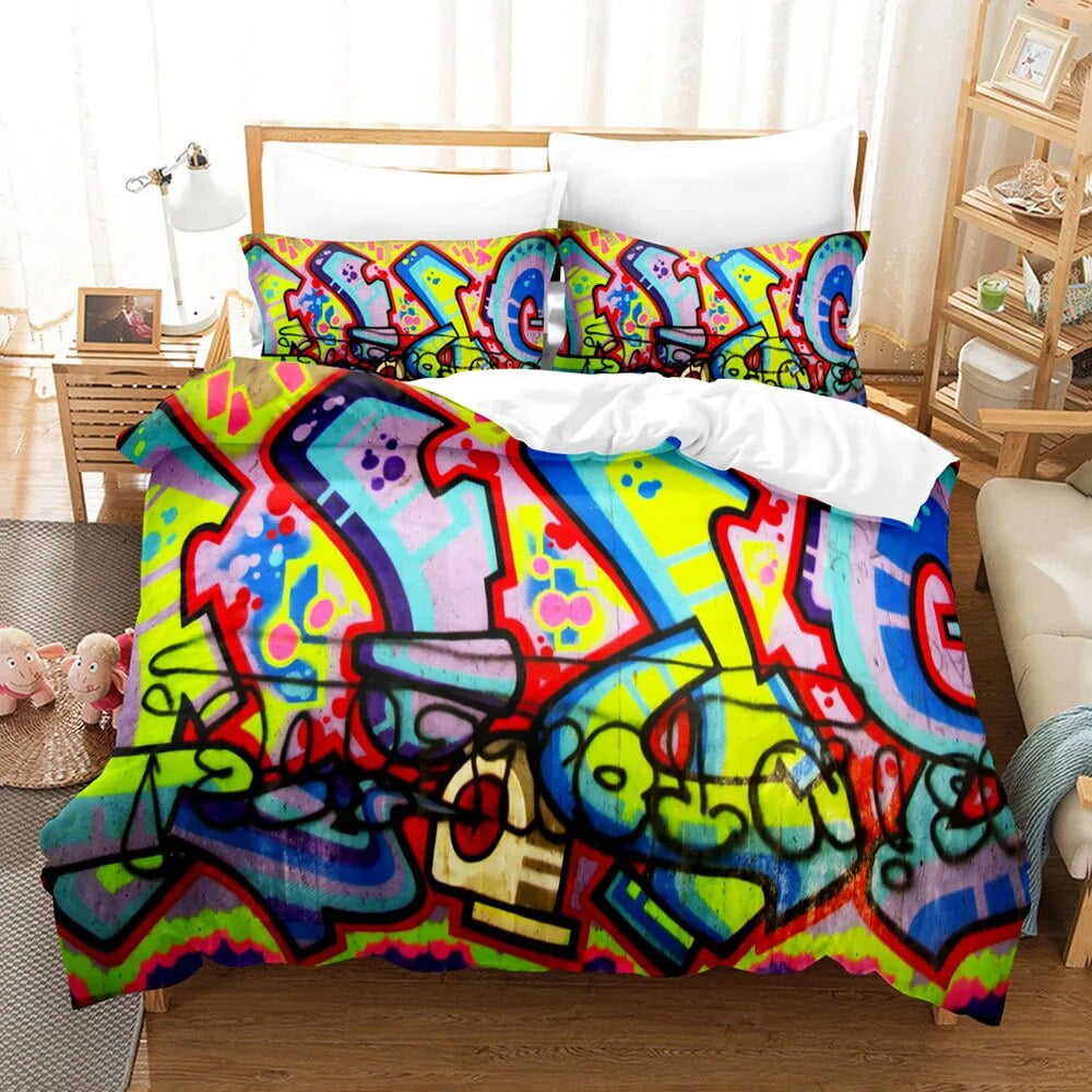 Graffiti Duvet Cover Set Teen Style Pattern Bedding Street Culture