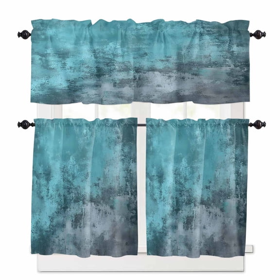 Graffiti Effects Modern Art Kitchen Curtains Valances and Tiers Set of 3, 36 Inch Length Tier Curtains and Valance Rod Pocket Valance Curtains Set for Kitchen Bathroom Small Windows