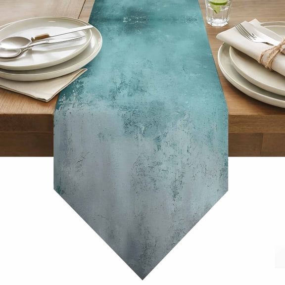 Graffiti Effects Modern Art Table Runner 36 Inches Long Retro Green Watercolor Table Runners for Dining Room Tabletop Dresser Scarf Home Party Banquet Wedding Holiday Decoration
