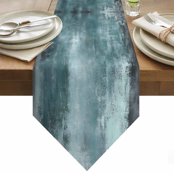 Graffiti Effects Modern Art Table Runner 36 Inches Long Teal Watercolor Table Runners for Dining Room Tabletop Dresser Scarf Home Party Banquet Wedding Holiday Decoration