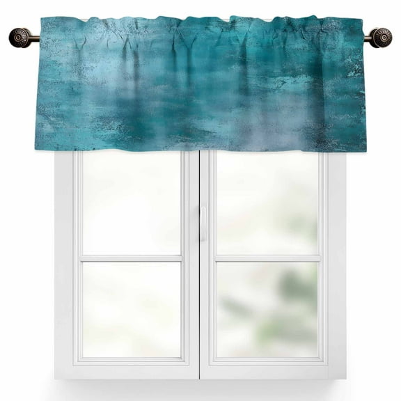 Graffiti Effects Modern Art Valances for Windows, 60 x 18in, Retro Turquoise Watercolor Rod Pocket Kitchen Valance Curtain Light Filtering Window Treatments for Living Room Bedroom, 1 Panel