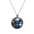 thumbnail image 1 of Graffiti Elegant Circular Glass Pendant Necklace - Stylish Necklaces for Women, 1 of 5