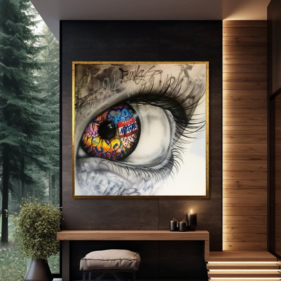 Graffiti Eye Colorful Eyeball Modern Street Art Wall Art, Unframed Paper Poster 8x10in