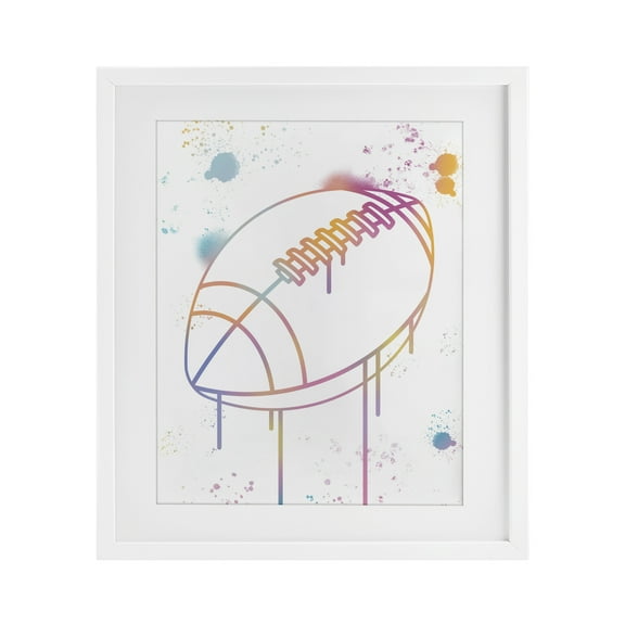 Stupell Industries Graffiti Football Drip White Framed Print Under Glass, design by Marcus Prime, 16 x 13