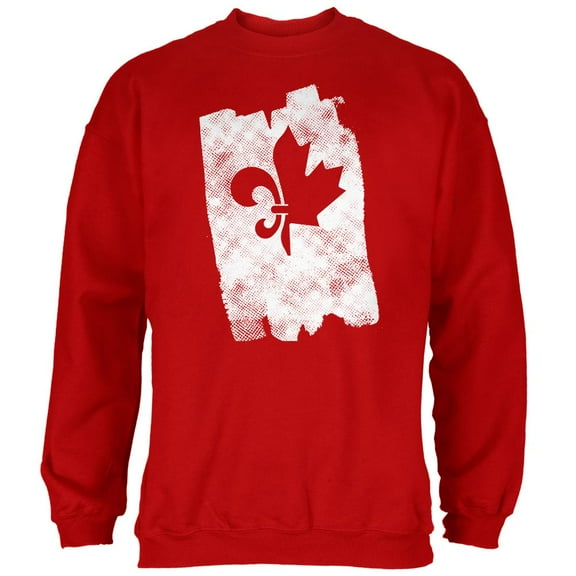 Graffiti French Canadian Fleur de Lis Maple Leaf Mens Sweatshirt Red X-LG