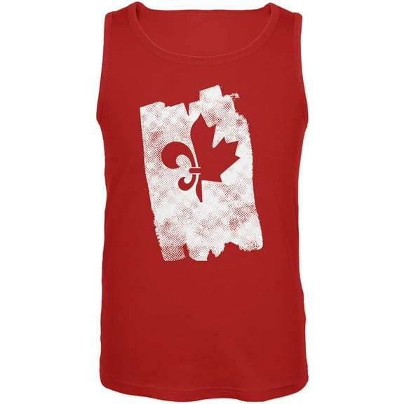 Graffiti French Canadian Fleur de Lis Maple Leaf Mens Tank Top Red LG
