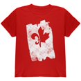 thumbnail image 1 of Graffiti French Canadian Fleur de Lis Maple Leaf Youth T Shirt Red YLG, 1 of 1