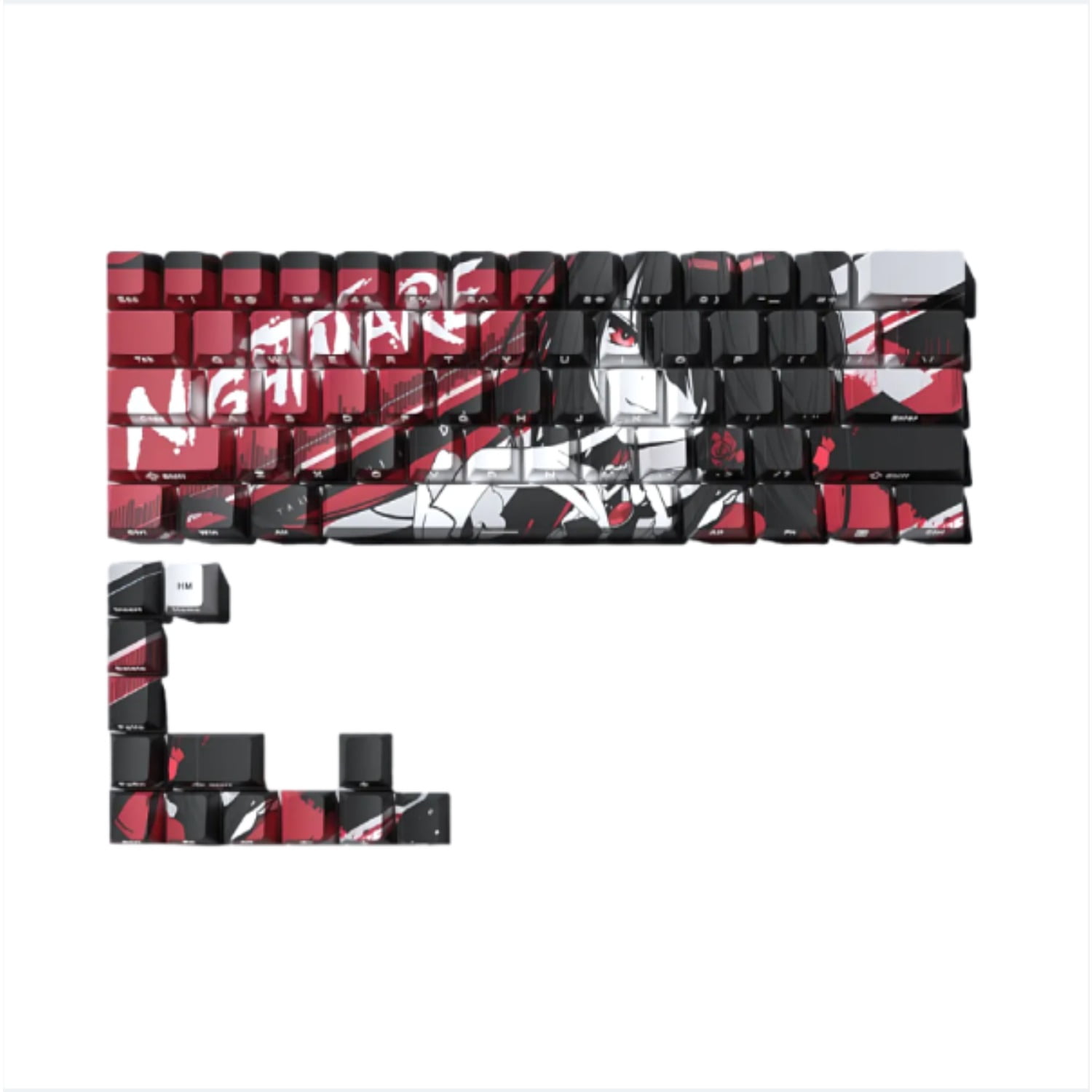 Graffiti Girl Side-Printed Shine-Through Keycaps, Cherry Profile 74 Keys Set Compatible with Wooting 60HE/Ace68/made68/ATK68 Magnetic Switch Keyboards