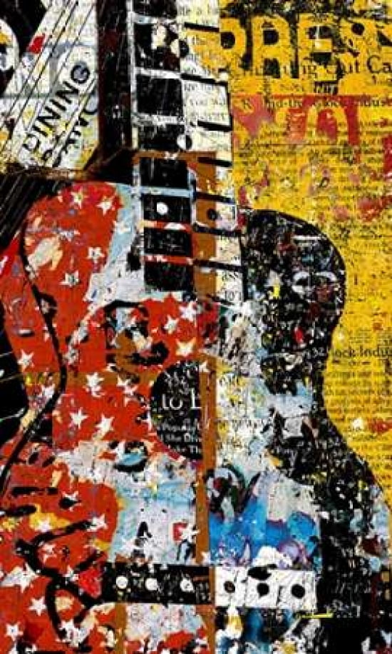 Graffiti Guitar Canvas Art - Daryl Thetford (12 x 18)