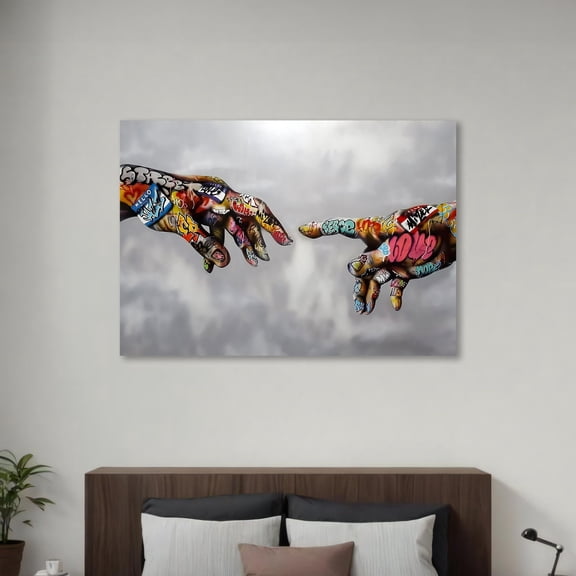 Graffiti Hands Creation Print Art, Colorful Urban For Living Room, Modern Street Art Decor UNFRAMED Poster, Wall Art for Decor, Present, 16x24