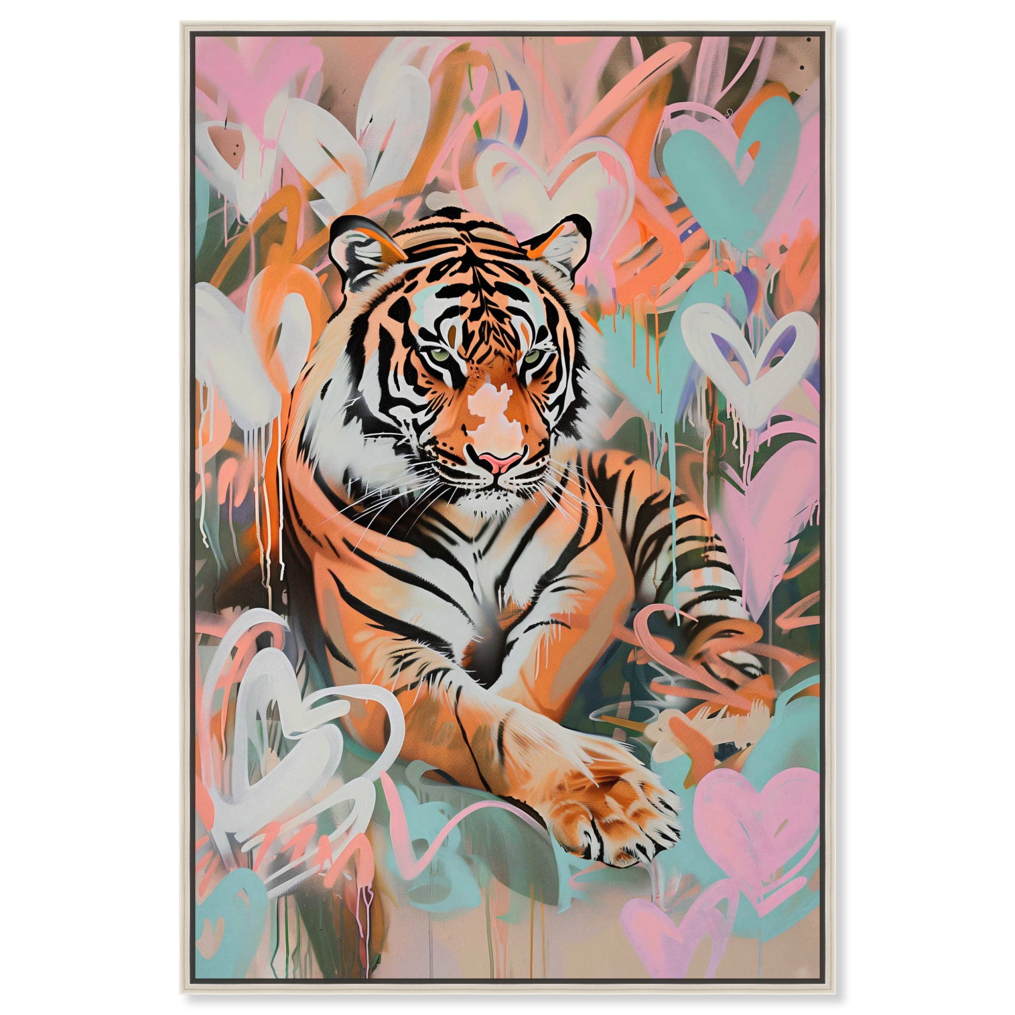 Graffiti Hearts Tiger Canvas Graffiti Pop Art by Art Remedy