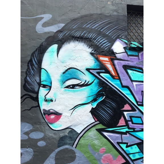 Graffiti Japanese Face Girl Large Wall Art Print