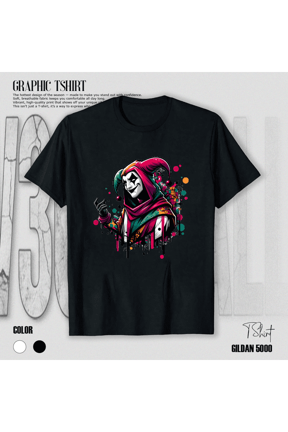 Graffiti Jester Urban Street Art Color Splash Character Unisex T-Shirt V17778, up to size 5XL