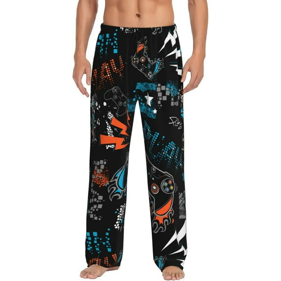 Graffiti Joystick Sign Gamer Samepad Game Men'S Pajama Pants Soft Sleep Lounge Pants Pjs Bottoms With Pockets Small
