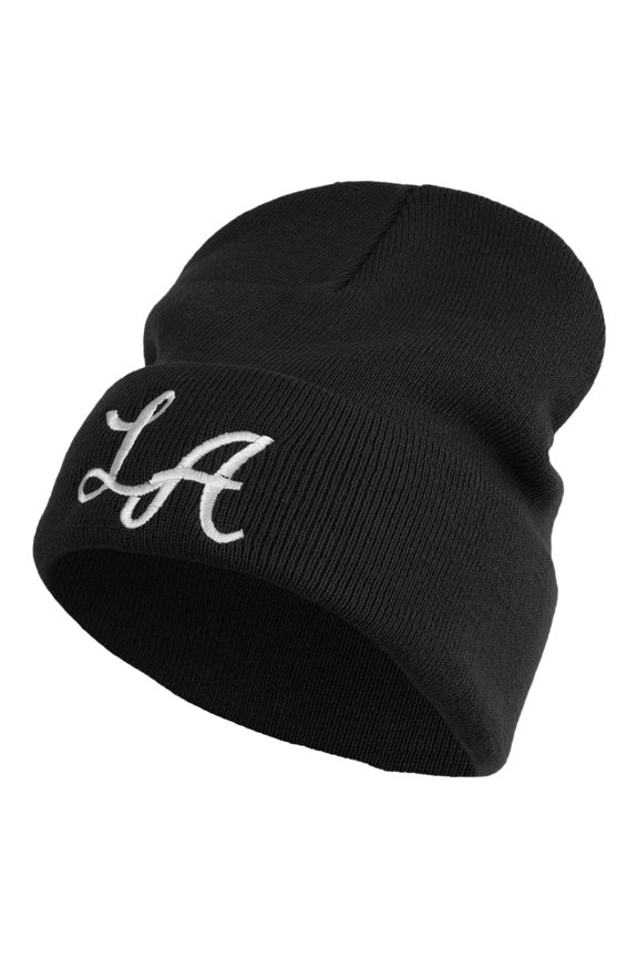 Graffiti LA Embroidered Big Size Cuff Long Beanie - Black XL-3XL
